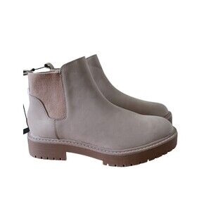 Time And Tru Boots Lug Faux Suede Chelsea Memory‎ Foam Side Zip Tan Size 11